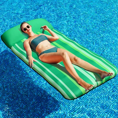 Miniatura 8 de PARENTSWELL Flotador de gran tamaño de 72 x 38 pulgadas, silla de salón extragrande cubierta de tela con reposacabezas, tumbona inflable