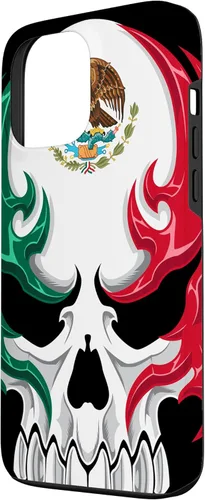 Miniatura 2 de iPhone 13 Pro Max Bandera de México - Estilo tribal de calavera mexicana - Funda hecha en México