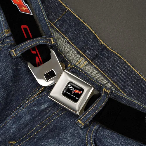 Miniatura 2 de Cinturón con hebilla para cinturón de seguridad con hebilla C6, logo rosa, plateado, para hombre, mujer, niños, ajustable