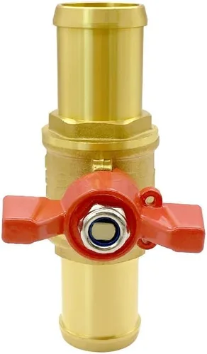 Miniatura 5 de Válvula de cierre de latón Válvula de bola de lengüeta de manguera de 1 pulgada Interruptor rojo con abrazaderas para agua, combustible y aire