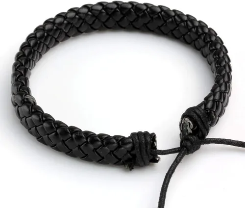 Miniatura 5 de Eigso Pulsera de cuero sintético con cuentas de madera para hombres y mujeres, tejido hecho a mano, cierre ajustable