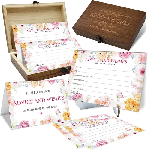 Miniatura 12 de Consejos y deseos para el señor y la señora - Tarjetas de consejos de boda de champán para decoraciones de despedida de soltera, buenos deseos
