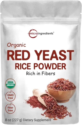 Polvo de arroz orgánico de levadura roja, 8 onzas (suministro de 1 año), sin OMG, apto para veganos