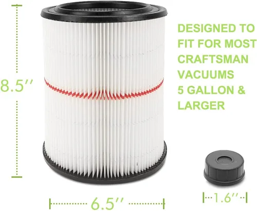 Miniatura 2 de Filtro 17816 para aspiradora de taller Craftsman, filtro de aire de reemplazo para filtro de aspiradora húmeda/seca Craftsman para aspiradora Blanco