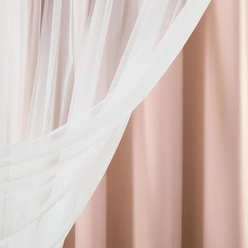 Miniatura 5 de Best Home Fashion Mix and Match - Juego de 4 cortinas de tul transparente y opacas, con ojales de acero inoxidable y níquel Rosa empolvado