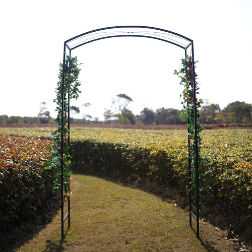 Miniatura 2 de Arco de jardín de acero, 7 pies 6 pulgadas de alto x 4 pies 7 pulgadas de ancho, cenador de jardín para varias plantas trepadoras, jardín al aire