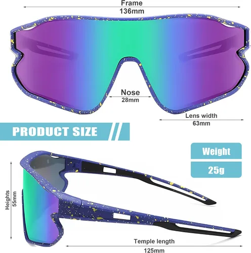Miniatura 5 de YUNBLL&KO Gafas de sol para niños, gafas de sol de béisbol para jóvenes, TR90, marco ligero, UV400, gafas de sol deportivas para ciclismo para niñas