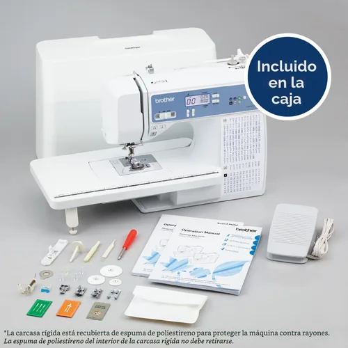 Miniatura 8 de Brother Máquina de coser y acolchar, computarizada, 165 puntadas integradas, pantalla LCD, mesa ancha, 8 pies prensatelas incluidos, blanco, 20x12x17