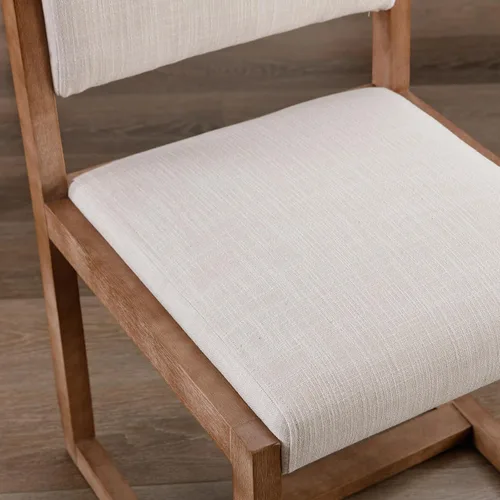Miniatura 6 de DUOMAY Juego de 2 sillas de comedor tapizadas, sillas de comedor modernas de mediados de siglo, sillas auxiliares de cocina de tela de lino con Beige