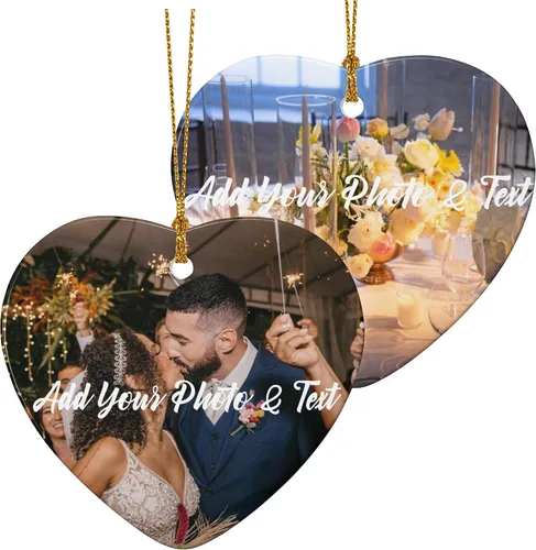 Miniatura 20 de Adornos de Navidad personalizados de doble cara con foto, adorno de Navidad personalizado 2025, adornos de corona de Navidad personalizados