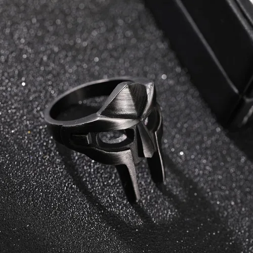 Miniatura 4 de DOOM - Anillo de máscara para hombre, estilo gladiador, anillo de acero inoxidable de titanio negro, Acero inoxidable Titanio Acero inoxidable