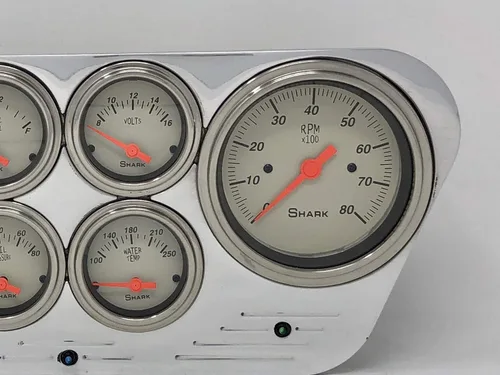 Miniatura 3 de Dolphin Gauges Compatible 1953-1955 Ford Truck 6 Gauge Dash Cluster Set, Programable, Aluminio Billet Pulido, Lentes Convexas, Movimientos Air Core