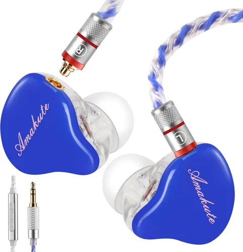 Miniatura 18 de Auriculares de Monitor In-Ear, Auriculares Estéreo HiFi IEM, Auriculares Dinámicos de Doble Driver Cableados con Cable Desmontable, Auriculares