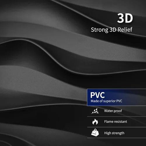 Miniatura 3 de Art3dwallpanels Paquete de 33 paneles de pared 3D, elegantes azulejos de pared con textura ondulada, papel tapiz moderno de PVC para decoración