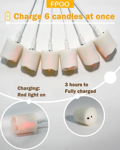 Miniatura 3 de 12 velas recargables sin llama con control remoto, velas LED USB con temporizador, velas falsas parpadeantes, velas votivas para Halloween