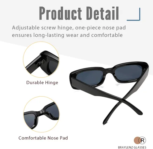 Miniatura 4 de 2 Pack Trendy Rectangle Sunglasses for Women Narrow Square Frame Shade 100% UV Blocking