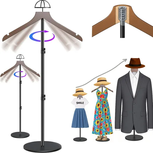 Miniatura 10 de Soporte para camisetas (negro, 44.5 pulgadas con soporte para sombreros, 1 unidad)