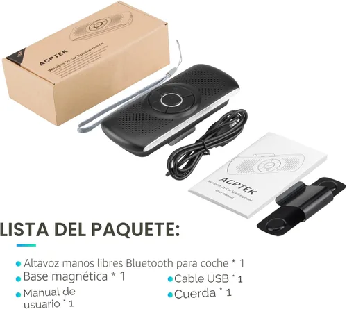Miniatura 7 de AGPTEK Altavoz de coche con Bluetooth 5.3, kit de teléfono manos libres para llamadas, GPS y música con ranura para tarjeta TF, conexión Negro