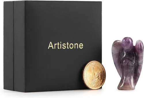 Miniatura 5 de Artistone Ángel de amatista de 2 pulgadas, ángel curativo de cristal tallado a mano, estatua de ángel guardián de bolsillo con caja de regalo