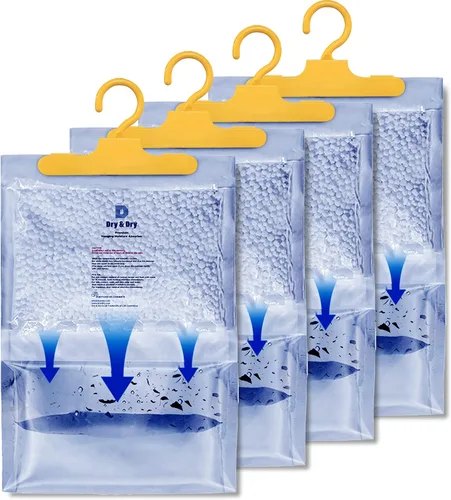 Miniatura 6 de Dry & Dry Paquete de 4 absorbentes de humedad prémium para el hogar, sótano y dormitorio, deshumidificadores pequeños