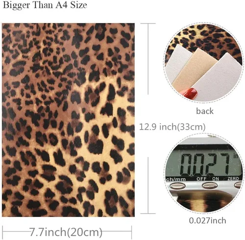 Miniatura 6 de Hoja de piel sintética con estampado de leopardo metálico, tela de piel sintética con estallido metálico, surtido de 6 piezas, 7.7" x 12.9