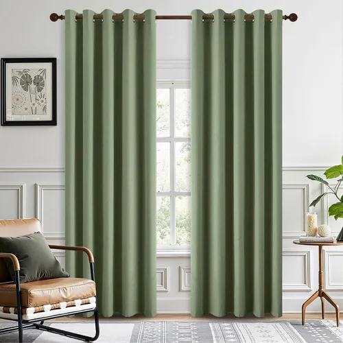 Miniatura 66 de DONREN Cortinas opacas de lino con aislamiento térmico de 52 x 95 pulgadas, cortinas de oscurecimiento de habitación con ojales para dormitorio