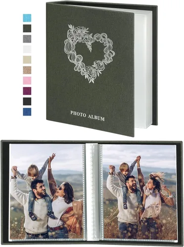 Miniatura 13 de Artmag Álbum de fotos pequeño de 4 x 6 pulgadas, 52 fotos, 2 paquetes, cubierta de lino, cada paquete tiene capacidad para 52 fotos, carga superior