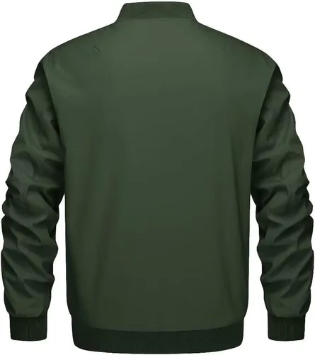 Miniatura 2 de KEFITEVD Chaqueta para hombre, estilo casual, resistente al viento, chaquetas de bombardero con cremallera completa, chaquetas de invierno