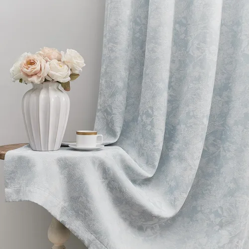 Miniatura 25 de Beauoop - Cortinas opacas beige con diseño floral jacquard, 2 paneles, para dormitorio/sala, de felpilla, gris pardo, aislantes y a prueba de ruido