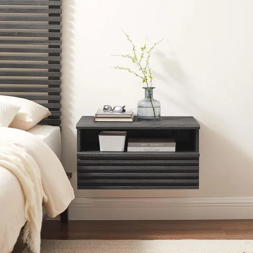 Miniatura 2 de Modway Render Mid-Century - Mesita de noche moderna para montaje en pared, color carbón