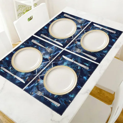 Miniatura 5 de Wolf Dream Catcher Placemats Set of 6 Resistant Table Mats Washable Place Mats for Dinner Party Table Decoration