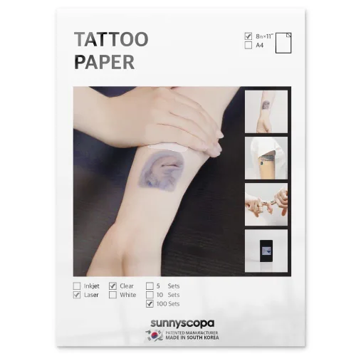 Miniatura 5 de Sunnyscopa Papel de tatuaje temporal imprimible para impresora láser, tamaño de carta de EE. UU. 8.5 x 11 pulgadas, 5 hojas – Hoja de transferencia