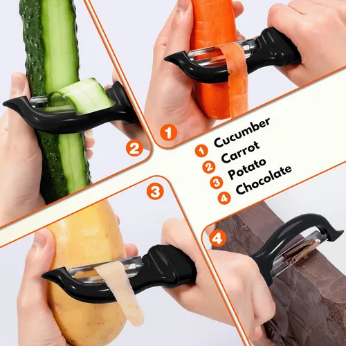 Miniatura 5 de Rainspire Pelador de verduras, pelador de patatas para cocina, cuchillas afiladas de acero inoxidable, mango cómodo, pelador de frutas, pelador