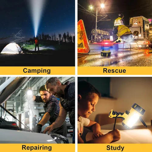 Miniatura 2 de Foco Recargable Súper Brillante de Mano, Linterna LED Recargable Táctica de Búsqueda con Salida USB, 6 Modos de Luz, Luz de Camping (Gris)
