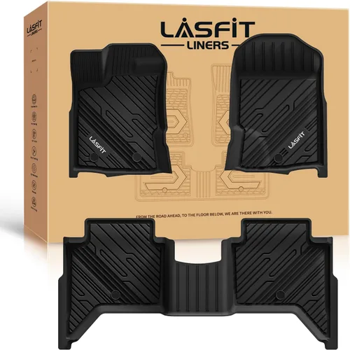 Miniatura 14 de LASFIT Alfombrillas para Ford F-150 2011-2014 SuperCrew, alfombra de la fila delantera con consola de flujo continuo, protector para todo