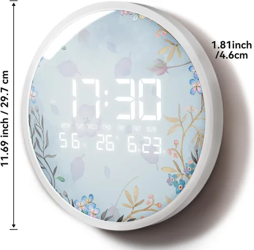 Miniatura 3 de Reloj de pared digital inteligente iluminado con calendario de temperatura, reloj de pantalla grande, reloj LED moderno de 12/24 horas para sala
