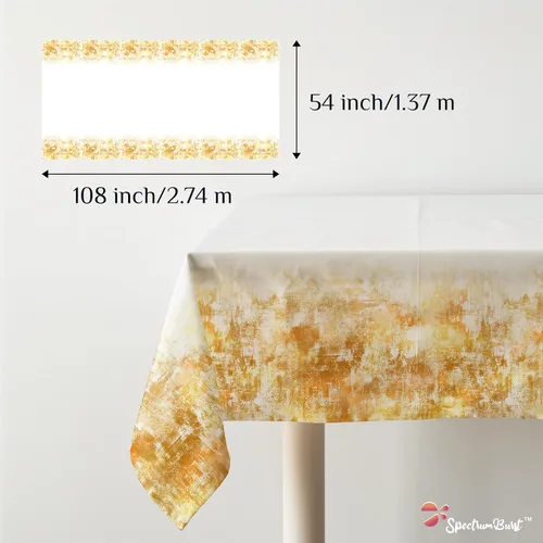 Miniatura 3 de Golden Beach - Mantel desechable de 4 piezas, manteles rectangulares de plástico de alta calidad para cumpleaños, baby shower, aniversario, fiesta