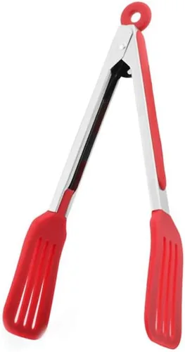 Miniatura 8 de Pinzas para servir de silicona de acero inoxidable de 12 pulgadas con mango de bloqueo (negro)