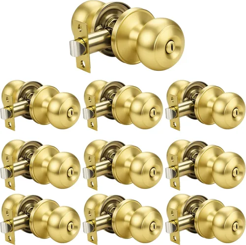 Miniatura 30 de KNOBWELL Pomos de puerta de privacidad, pomo de puerta de cama y baño con cerradura, pomos de puerta de bronce aceitado interior, pomo de puerta
