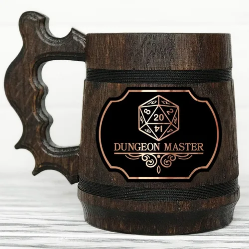 Taza DnD. Taza de cerveza de madera. Taza de jugador. Jarra de cerveza de madera. Regalo para novio. Stein de madera. Regalo para D&D Tankard Geek.