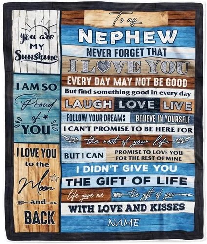 Miniatura 8 de Manta personalizada con texto en inglés «To My Nephew from Aunt Uncle Auntie I Love You Hugs» (texto en inglés) con texto en inglés «To My Nephew»