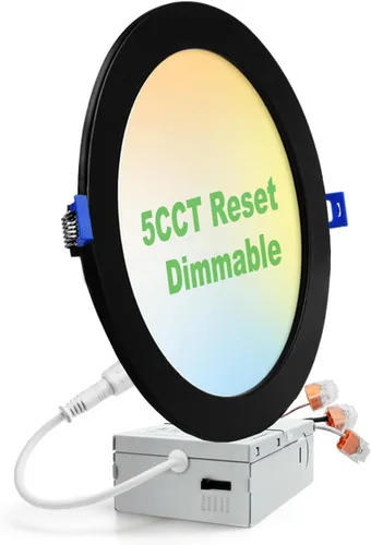 Miniatura 12 de zouzai Paquete de 1 lámpara de techo empotrable LED ultrafina de 4 pulgadas 5CCT con caja de conexiones, 2700K/3000K/3500K/4000K/5000K