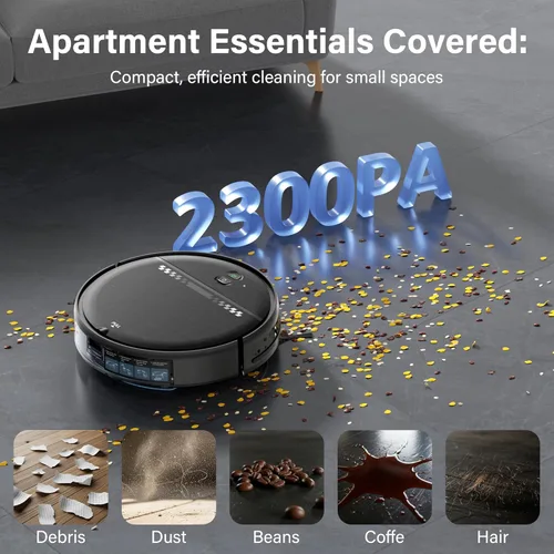 Miniatura 4 de Robot aspirador y trapeador para pelo de mascotas, robot aspirador 2 en 1 para suelos duros y alfombras con diseño delgado de 2.87 pulgadas, control