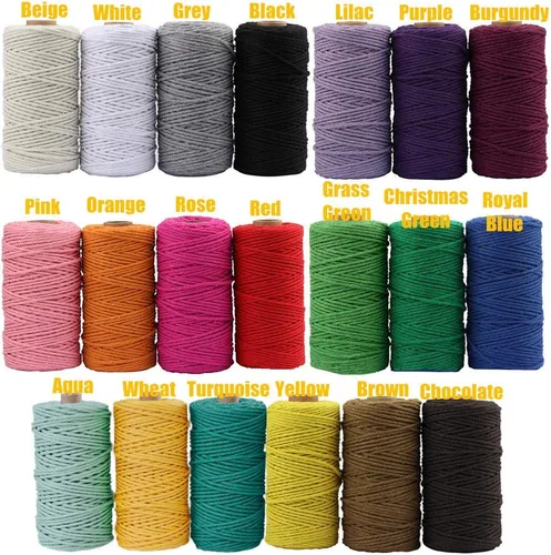 Miniatura 4 de Cuerda de algodón para macramé de 109 yardas de 0.118 pulgadas, 4 hebras trenzadas, cuerda para envolver colgadores de plantas, tejer, suministros