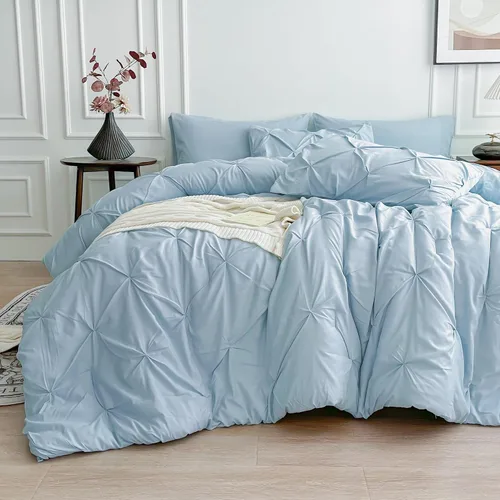 Miniatura 17 de Maple&Stone Juego de Edredón Twin XL, Juegos de Ropa de Cama Extra Largos de 5 Piezas para Dormitorio, Cama en una Bolsa con Edredón Pintuck, Beige