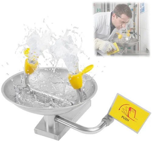 Estación de lavado de ojos de emergencia montada en la pared, unidades de lavado de ojos de acero inoxidable 304, kit de lavado de ojos de primeros