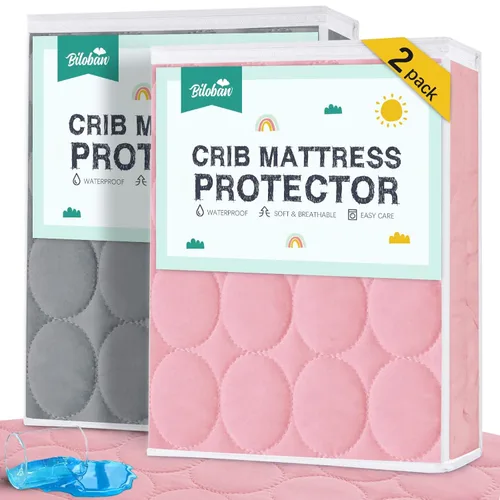 Sábanas protectoras de colchón de cuna impermeables, paquete de 2, funda acolchada ajustable para colchón de cuna que se adapta a colchones de cama