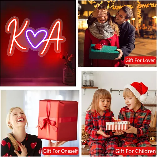 Miniatura 7 de Letreros de neón con letra inicial personalizada, luces LED, iniciales de neón personalizadas para parejas, letrero del alfabeto para decoración