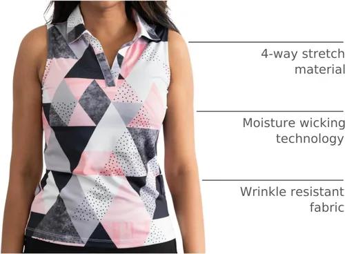 Miniatura 24 de YATTA GOLF Polo de golf sin mangas para mujer, absorbe la humedad, cuello en V, para golf, entrenamiento, golf