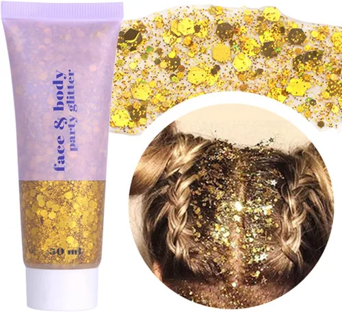 Miniatura 22 de Gel de purpurina blanca para la cara, purpurina corporal de sirena, festival, rave, carnaval, Halloween, cabello, lentejuelas para el cabello